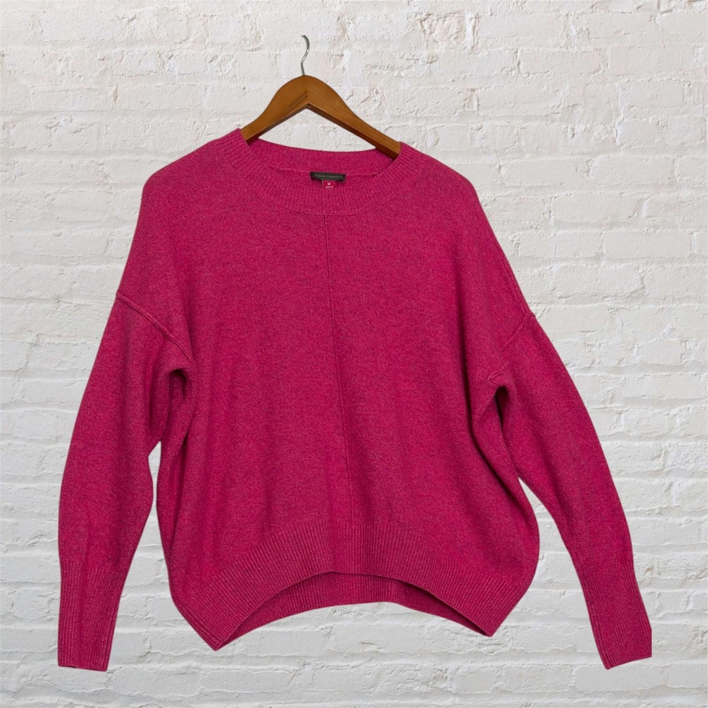 Vince Camuto Magenta Pink Crew Neck Oversized Sweater Womens Medium